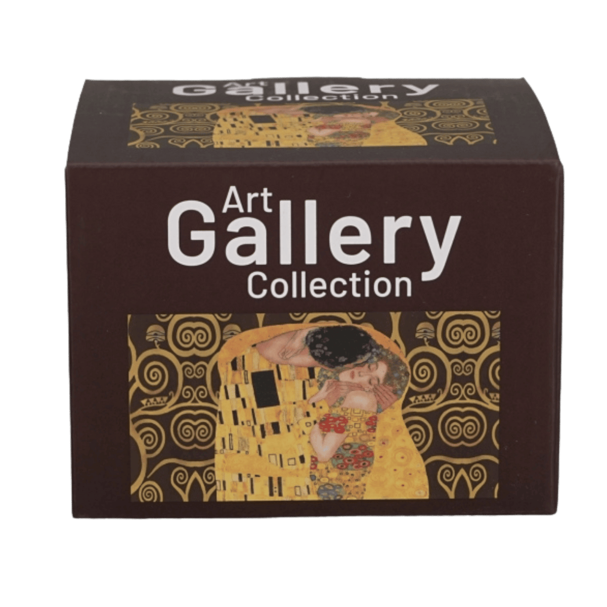 Kubek The Kiss Brown z porcelany New Bone China, dekoracja inspirowana Klimtem