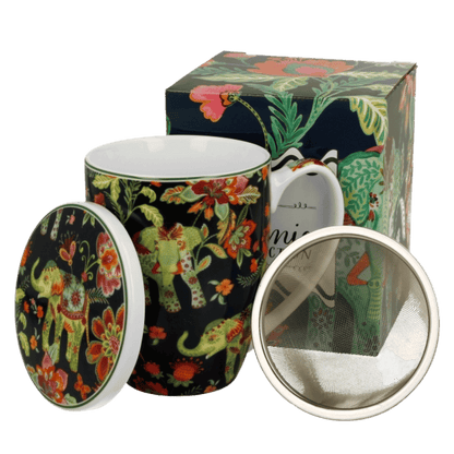 Kubek Ankur Blue 360 ml z zaparzaczem do herbaty, porcelana New Bone China
