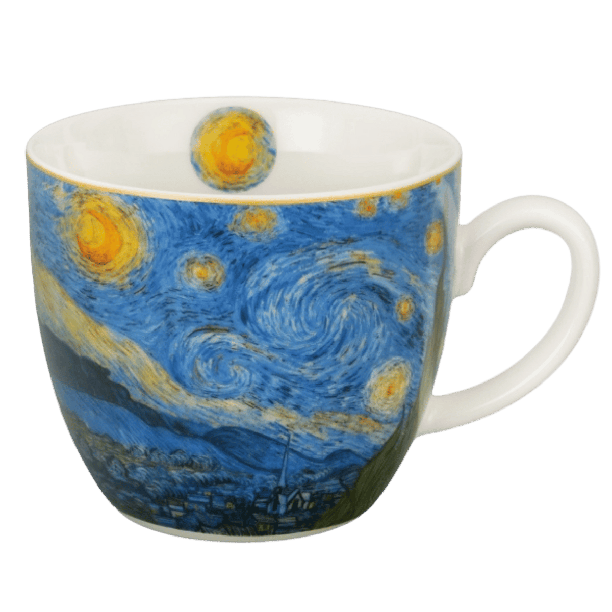 Kubek Starry Night 460 ml z porcelany New Bone China, malarski wzór nocnego nieba Vincenta van Gogha