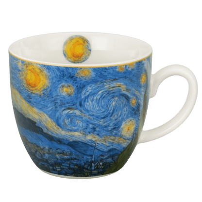Kubek Starry Night 460 ml z porcelany New Bone China, malarski wzór nocnego nieba Vincenta van Gogha