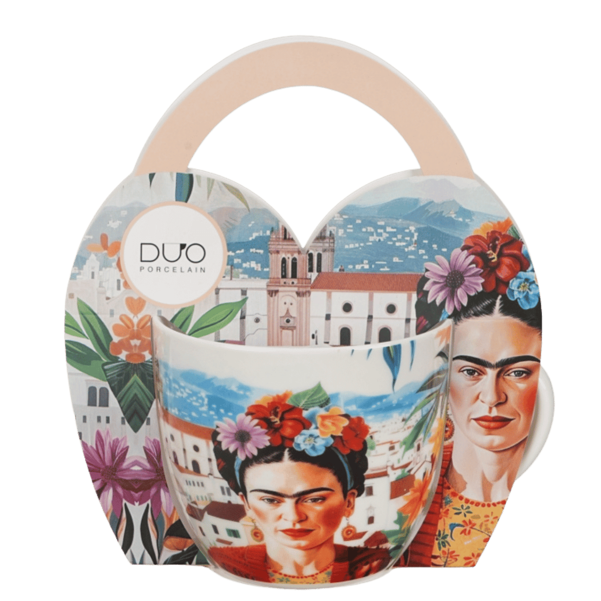 Kubek porcelanowy Mexican Art Red 460 ml z artystycznym motywem