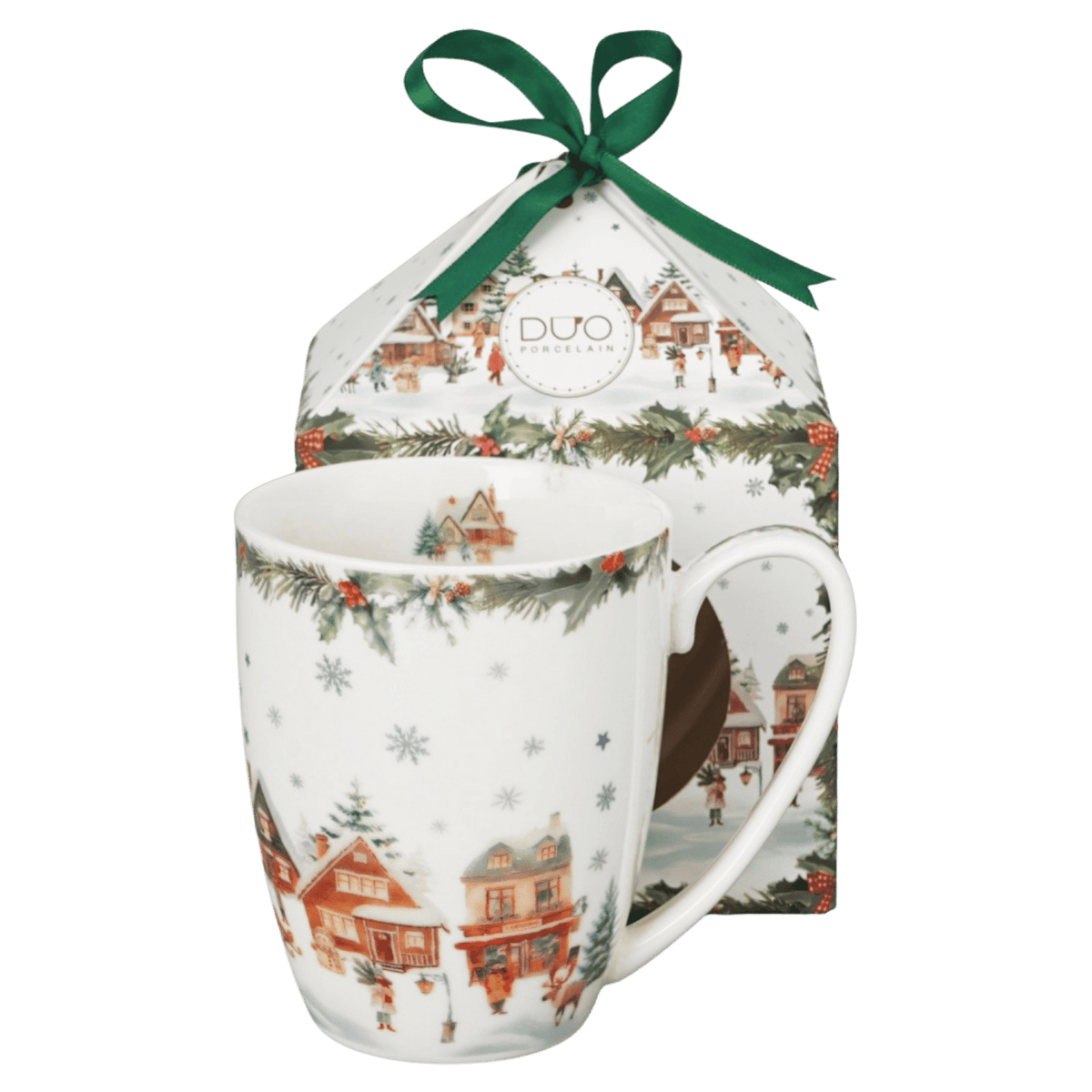 Kubek porcelanowy Christmas Village 360 ml marki Duo Gift, porcelanowy model z dekoracyjnym motywem, pierwsze ujęcie