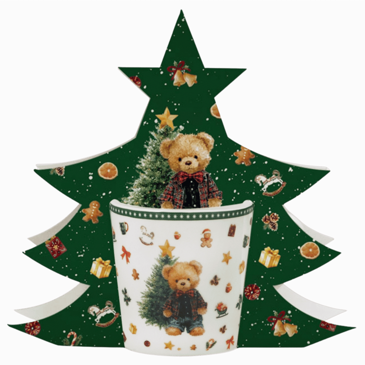Kubek Teddy Noel z porcelany New Bone China, zimowa dekoracja i ozdobne opakowanie
