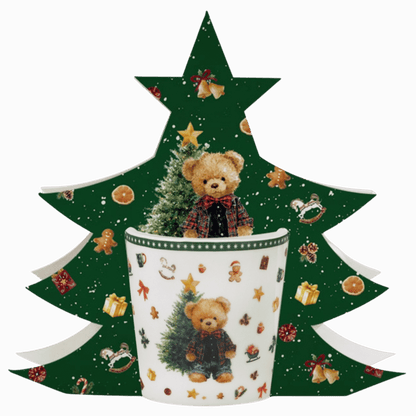 Kubek Teddy Noel z porcelany New Bone China, zimowa dekoracja i ozdobne opakowanie