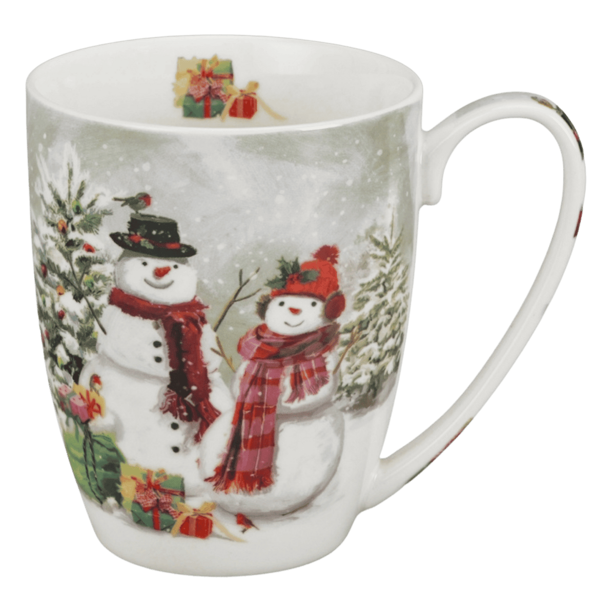 Porcelanowy kubek Duo Gift Snowman Smile ze świąteczną dekoracją