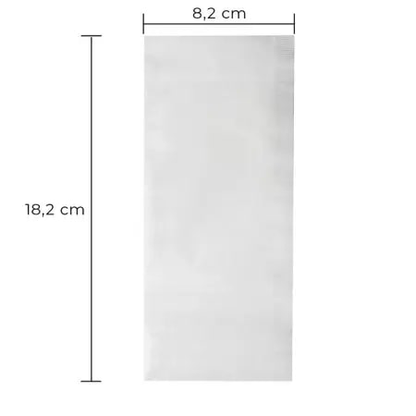 Pojedynczy filtr papierowy Finum rozmiar L z wymiarami 18,2 x 8,2 cm.