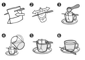 Instrukcja korzystania ze szpadki z filtrami do herbaty i ziół.