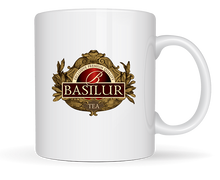 Kubek porcelanowy Basilur 330 ml na białym tle z logo marki – klasyczny design i wysoka jakość.