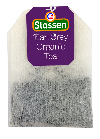 Torebka herbaty czarnej Earl Grey Stassen z napisem organic tea