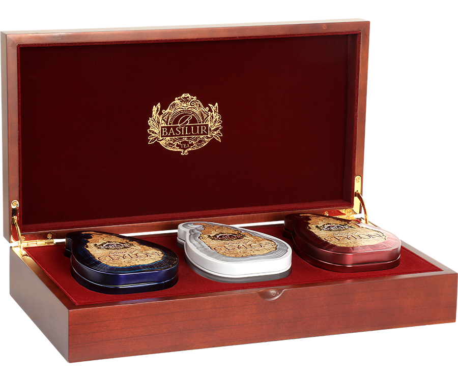 Basilur Best of Ceylon Three Mini Maps - zestaw 3 herbat z kolekcji The Island of Tea w luksusowym, drewnianym ekspozytorze.