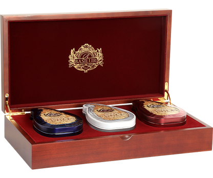 Basilur Best of Ceylon Three Mini Maps - zestaw 3 herbat z kolekcji The Island of Tea w luksusowym, drewnianym ekspozytorze.