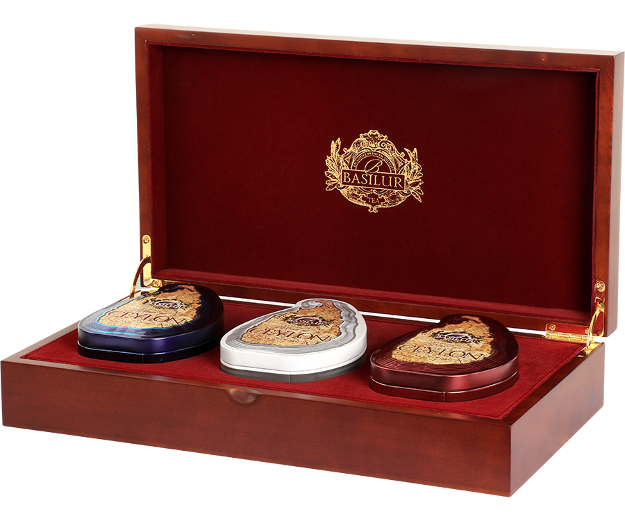 Basilur Best of Ceylon Three Mini Maps - zestaw 3 herbat z kolekcji The Island of Tea w luksusowym, drewnianym ekspozytorze.