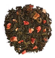 Herbata czerwona Pu Erh Truskawkowa z dodatkiem kawałków liofilizowanej truskawki.