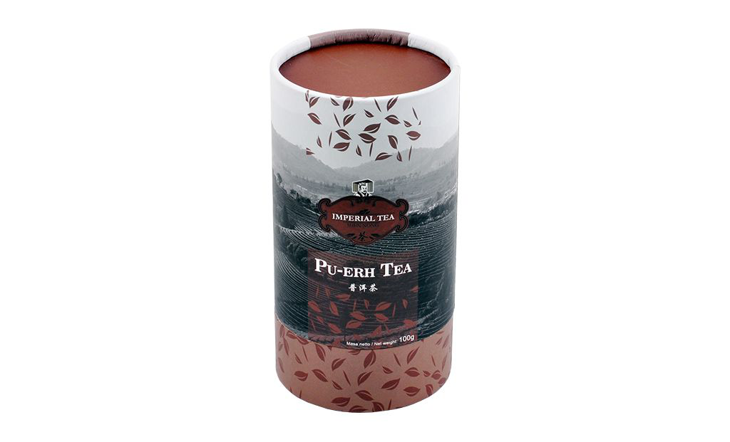 Herbata Pu Erh Imperial Tea w eleganckiej tubie o pojemności 100 g.