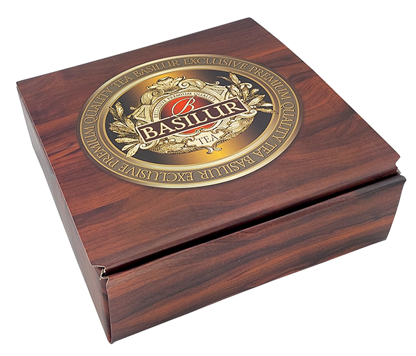 Zamkniety ekspozytor Basilur Magiczne Owoce 90 sztuk eleganckie opakowanie herbat premium cejlonskich