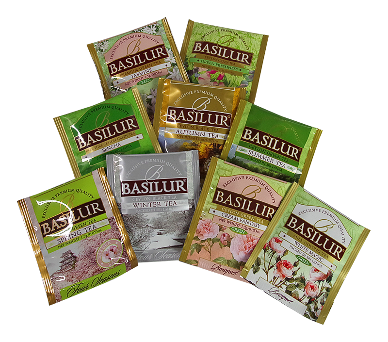 Zestaw herbat Basilur Cztery Pory Roku 90 kopert w różnych smakach.