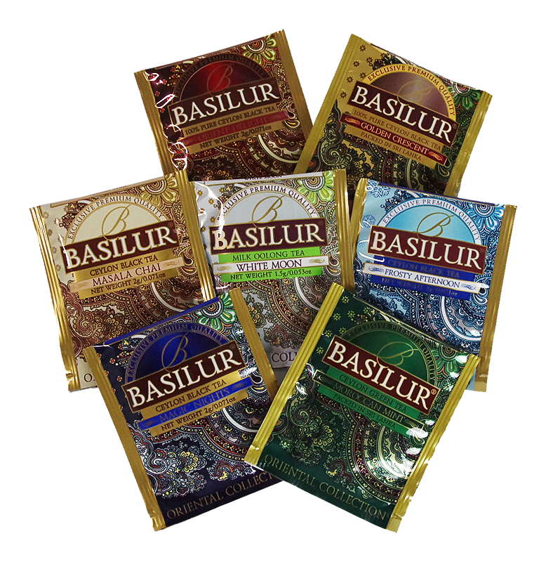 Zestaw herbat Basilur Ekspozytor Orientalny 90 kopert w różnych smakach.