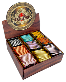 Zestaw herbat Basilur Earl Blossoms 90 kopert w eleganckim pudełku drewnopodobnym