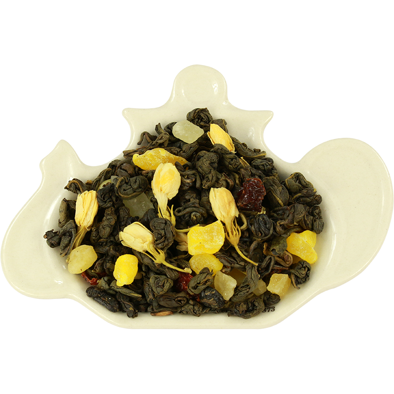 Zielona herbata liściasta Present Pink z ananasem, mango, różą i jaśminem