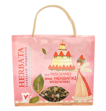 Różowa ozdobna torebka z herbatą zieloną dla teściowej – 50 g.
