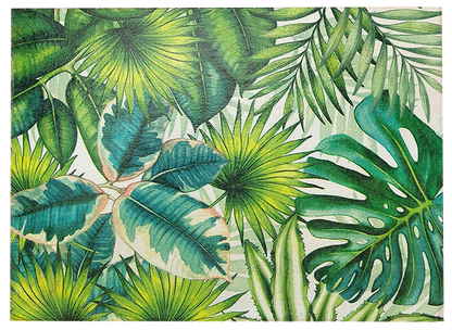 Tropikalny wzór liści na drewnianym pudełku ekspozytora Botanik z herbatami Basilur.