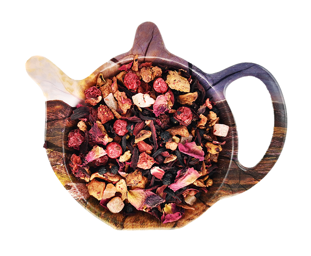 Mieszanka herbaty owocowej Polski Eliksir Szczęścia z jabłkiem, hibiskusem, maliną i truskawką