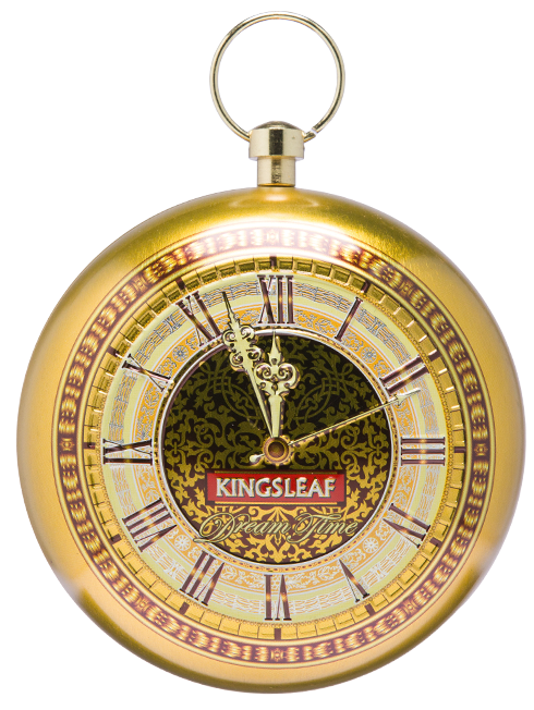 Herbata Kingsleaf Dream Time Gold w kolorach złota i granatu – luksusowa herbata na prezent.