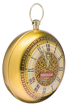 Herbata Kingsleaf Dream Time Gold w kolorach złota i granatu – luksusowa herbata na prezent.