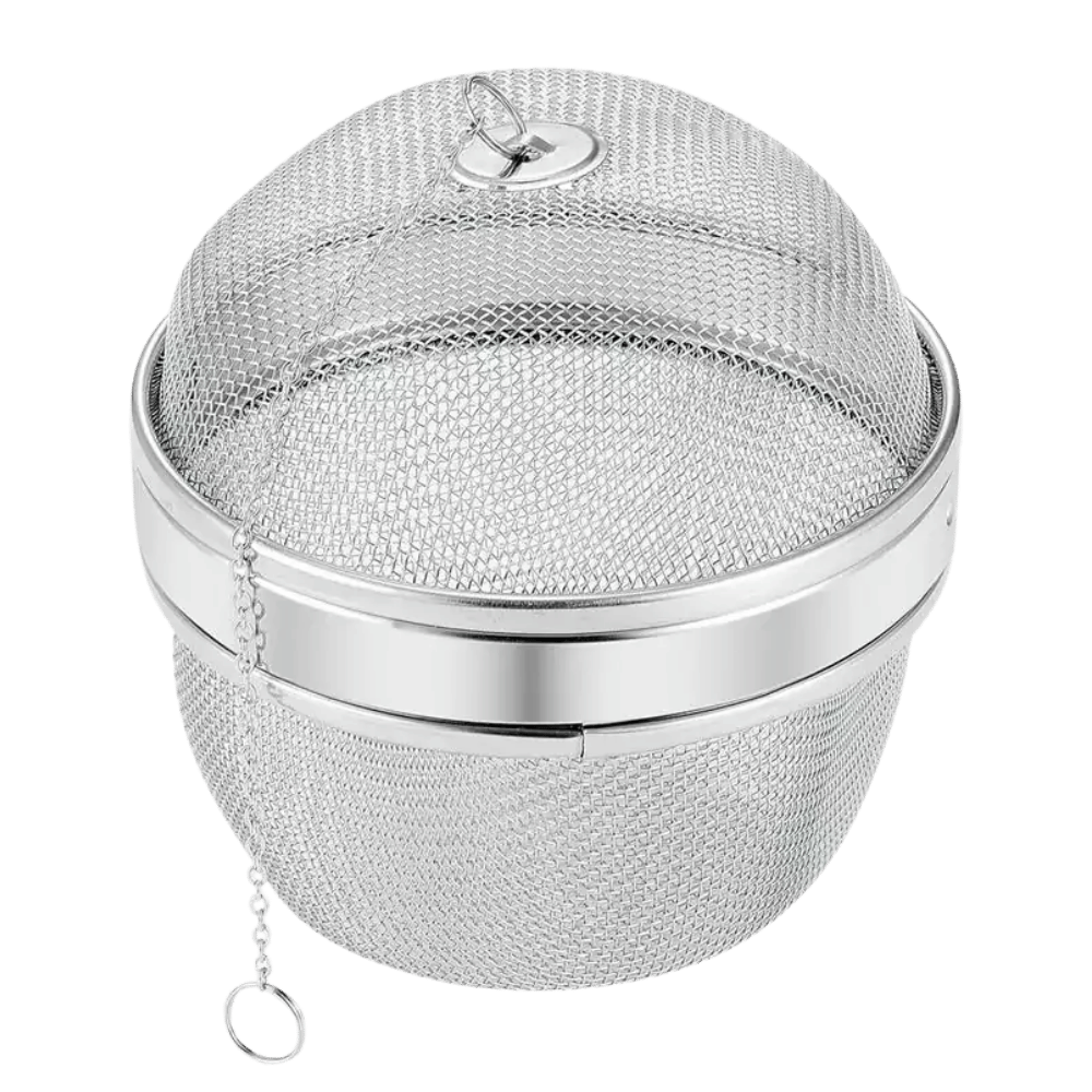 Metalowy zaparzacz kulisty Alden o średnicy 7 cm z łańcuszkiem do parzenia herbaty i ziół.