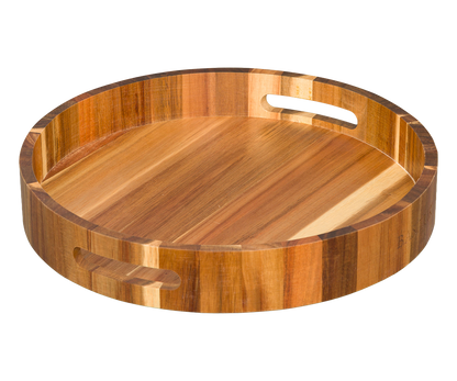 Okrągła drewniana taca Basilur 35 cm z naturalnego drewna do podawania herbaty i kawy