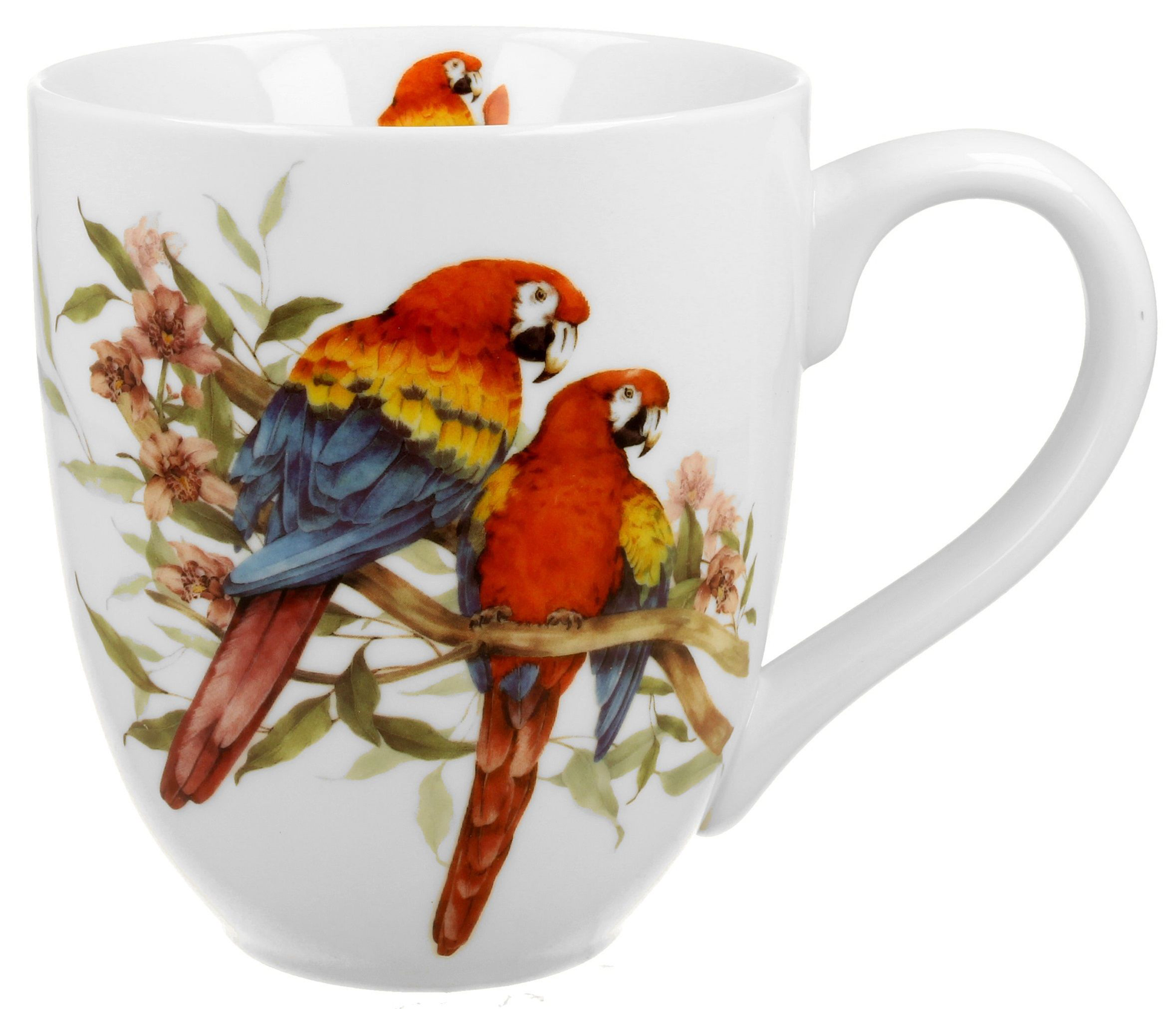 Kubek porcelanowy XXL z motywem papug Ara Szkarłatnych