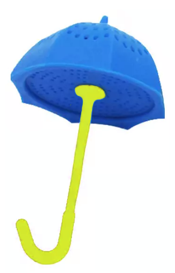 Zaparzacz do herbaty w kształcie parasolki widoczny od spodu.