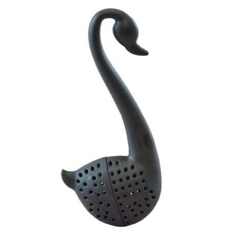 Zbliżenie na zaparzacz silikonowy Czarny Łabędź.