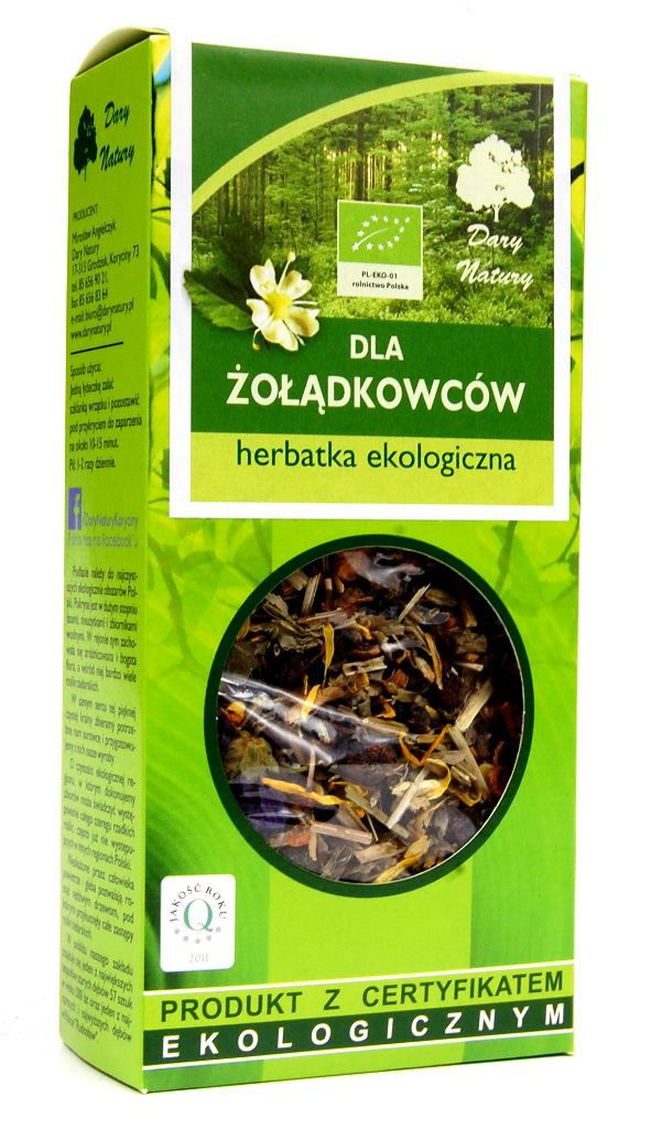 Opakowanie ekologicznej herbatki dla żołądkowców Dary Natury 50 g