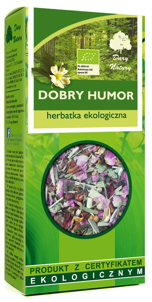 Opakowanie ekologicznej herbatki Dobry Humor Dary Natury 100 g