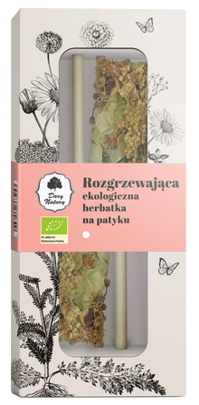 Opakowanie ekologicznej herbatki Rozgrzewającej na patyku Dary Natury 2 x 2,6 g