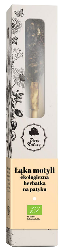 Opakowanie ekologicznej herbatki na patyku Łąka Motyli Dary Natury, 1 sztuka, kwiatowa mieszanka ziół