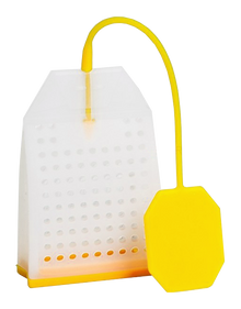 Silikonowy zaparzacz w kształcie żółtej torebki. Wielokrotnego użytku, wygodny i praktyczny. Kup teraz i urozmaić swoje parzenie herbaty!