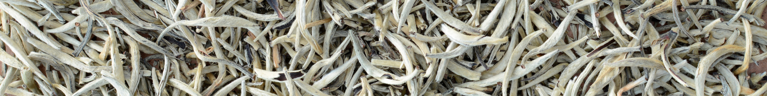 Suszone listki białej herbaty w dużym zbliżeniu – naturalne tło o jasnych i kremowych odcieniach.