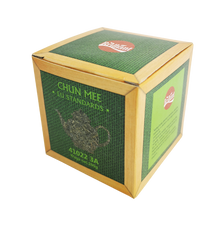 Opakowanie zielonej herbaty Chun Mee w pudełku Brillant