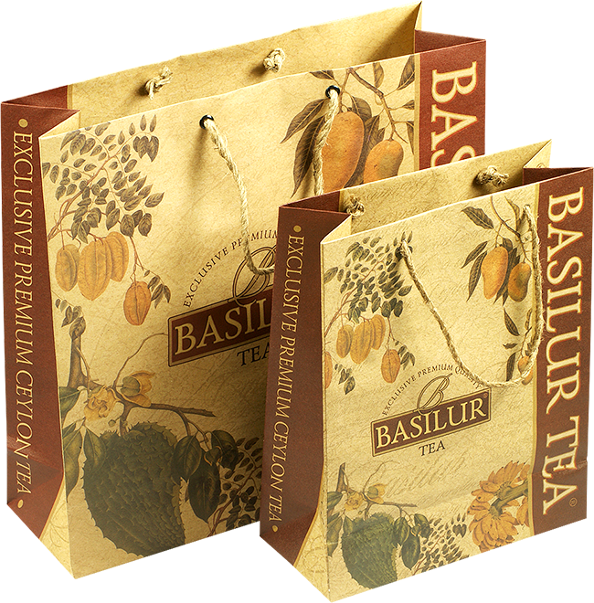 Zestaw toreb prezentowych Basilur – duża i mała w stylu vintage z logo marki