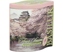 Puszka herbaty Basilur Spring Tea z kolekcji Four Seasons – motyw kwitnących wiśni.
