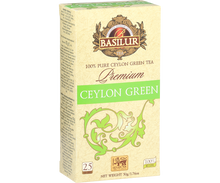 Herbata Basilur Premium Green – front opakowania z napisem Ceylon Green.