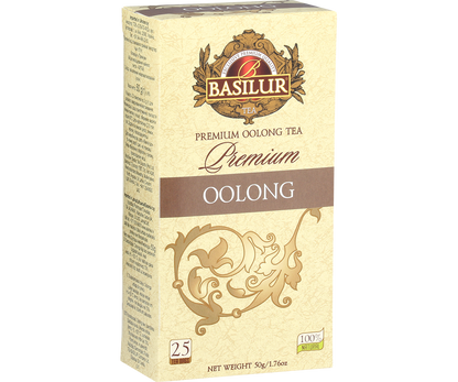 Opakowanie herbaty Basilur Premium Oolong – cejlońska herbata półfermentowana w torebkach.