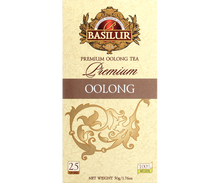 Basilur Premium Oolong – front opakowania z logo Basilur i brązowym zdobieniem.