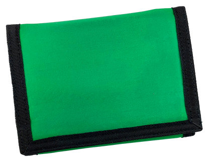 Zielony portfel Kingsleaf widziany z przodu po złożeniu
